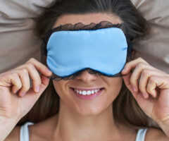 Happy,smiling,joyful,sleeping,woman,wearing,eye,mask,for,better